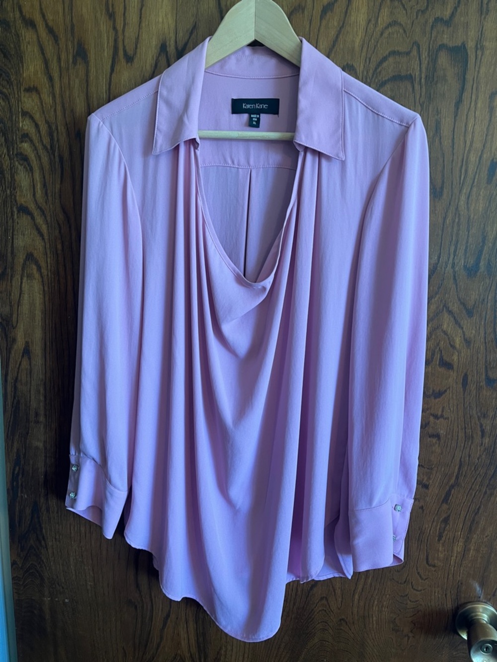 Karen Kane  Muted Pink Drape Neck Blouse - Women's Top